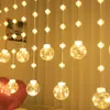 3M LED Bola de deseos de la cortina solar luces de cuerda con luz de guirnalda de hadas de globo de linterna remota para la ventana Decoración de bodas del dormitorio