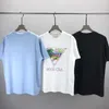 2024 Primavera/verão Novo pescoço redondo casual de mangas curtas de camiseta letra de tênis impressão solta e versátil