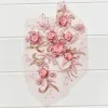 1 Stück rosa Perlenblüten Applikations Patch 3d Spitzenapplikation Reparatur für Couture -Lieferungen 36*21 cm