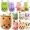 Cute Ice Cream Head Boba Plushie Toy Soft Stuffed Milk Tea Hug Pillow Balls Bubo Tea Cup Cushion