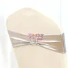 Gold Silver Lycra Chair Band Spandex Sash Tie Bow avec boucle ronde pour la chaise Couverture de mariage Décoration de fête d'événement de Noël