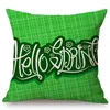 Poduszka zielona wielkanocna dekoracja Dekoracja rzut obudowa Sprężyna Happy Botton Linen Sofa Cover Home