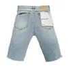 Fioletowa marka Jeans American High Street Burr Edge Hole Patch Denim Denim Shorts Męs