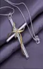 Factory price 925 silver chain necklace dichroic twisted rope cross pendant free shipping5630737