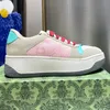 Designer Mens Womens Screener Sneaker Retro Chunky Canvas and Leather Sneakers Shoes Classic Green Blue Pink Stripe Round Toe Rubber Sole Screener Trainer 35-45