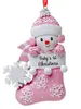 Ornamento natalizio pendente bambino primo ornamenti natalizi 2022 con snowbaby in calze con ornamento dell'albero di Natale fiocchi di neve