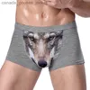 Underpants Boxer Herren Unterwäsche Modal Herren Wolf Unterwäsche Cartoon Tier lustiger Boxer Hombre u Tasche Erhöhte Unterwäsche Unterwäsche Unterwäsche Geschenk C240411