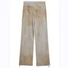 Men's Pants GRAILZ Grey Mud Dye Sweatpants Premium Quality Made Old Torn And Worn Straight Loose Trousers Mens Womens Trousers J240409