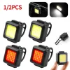 1/2PCS 130/80LM 150mAh Headlight Rear Lamp Type-C USB Rechargeable Waterproof COB LED Warning Cycling Light Cycling Accessories