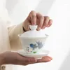 Teaware Set Cover Bowl Tea Cup Home Style Ceramic Whiteware Large Sheep Fat Jade Single Set Gaiwan