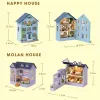 New DIY Wooden Miniature Building Kit Doll Houses with Furniture Light Molan Casa Dollhouse Handmade Toys for Girls Xmas Gifts