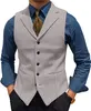 Herrdräkt västar Leisure Wool Tweed Plaid Waistcoat Slim Fit Vests för bröllop