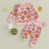 Pantaloni Ewodos 03years per bambini piccoli ragazze 2 pcs outfit a maniche lunghe con stampa di zucca + pantaloni set abiti da bambino