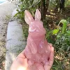 Figurines décoratives 14,5 cm Quartz rose naturel Crystal sculpture curative Animal Figurine Gemone Reiki Decoration Home Decoration Cadeaux 1PCS