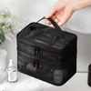 Pudełka do przechowywania Travel Mesh Wash Makeup Organizator kosmetyki makijaż pudełka na pielęgnację skóry plastikowe torebkę pojemnikową dla kobiet