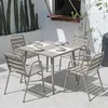 Nordic Light Luxury Luxury Aluminium Table ronde et chaises définies meubles extérieurs