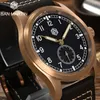 San Martin Cusn8 Bronze Pilot Watch Ronda 6004 Quartz zegar retro proste styl zegarki męskie Pasek 10bar BGW-9 Luminous