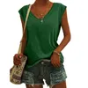 95AB Damen Sommer Casual Cap Sleeve Tunic Top Classic V-Ausschnitt Einfache Feste Farbe Lose Fit Blusen T-Shirts Unshirts