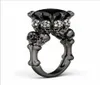 Brand Punk Jewelry Skull 10KT Black Gold Filled Demon Princess 5CT Black Sapphire Cocktail Wedding Bands Ring for Women Men61410831364902