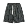Shorts masculinos shorts impressos casuais: calça esportiva de comprimento médio elegante de comprimento de gelo fino de seda de seda rápida