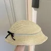 Berets Crochet Sweet Sun Hat Trendy Couleur continue largeur Brim Bow Sunshade UV Protection Bucket Treat Bet Travel