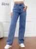 Jeans pour femmes vintage haute taille droite Tendance 2024 pantalon denim pantalon de la mode coréenne des vêtements d'automne