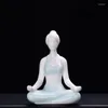 Decorative Figurines Porcelain Crafts Elegant Yoga Sport Girl Series Miniatures Tea Pet Creative Home Decoration