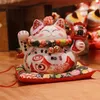 Arts et artisanat 6 pouces céramique chanceux chat maneki neko fortune cat statue fenshui ornements argent argent argent bac doté de décoration de maison ifts l49