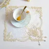 Tischmatten Gold Perle Mesh Stickerei Ort Matte Stoff Hochzeit Weihnachtsblumen -Placemat Küchendekoration und Accessoires