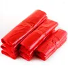 Bolsas de armazenamento 100pcs Red Plástico Bolsa de supermercados Compras descartáveis com alça de lixo de cozinha conveniente