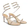 Summer Luxury Renecaovilla Satin Sandals Sandals SCARPE CLEO RINOSTRO RINOTURA FINATTO SERATURA TELLE ASSTEGGIO BRIDALE GLIDIATORE GLIDIATORE SANDALIAS NUOVO