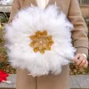 Les fans de plumes de dinde naturel blanc naturel ont tenu le panache fans halloween fête de la fête de danse de la fête de la fête de la fête de la fête