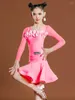 Stage Wear Latin Dance Dress Clothes Kids Ruffles Long Sleeve Tops Skirt Women Girls Tango Costume Cha Rumba Performance Dancewear