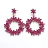 Dingle örhängen 2024 Fashion Crystal Rhinestones Flowers Big Circle Statement Women Vintage Jewelry