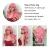 Perucas de cabelo sintéticas de cosplay ondulada longa rosa com franja para mulheres brancas afro lolita onda de água de halloween calor reisitant wig 240402