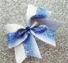 12 stks Nieuwe grote glitter 7,5 -inch Cheer Hair Bows voor cheerleading tienermeisjes college sport glitter kleurrijk goud