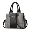 Shoulder Bags 2024 Ladies Office Handbag Fashion Bag Houndstooth Stitching Womens Messenger Wild Female Purses