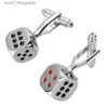 Cuff Links Hyx Bijoux Silvery Red Dice Metal Brand Boutons Cuff Cuff French Shirt Bison pour hommes Fashion Cuff Links Y240411