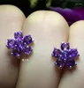 Gestüt Ohrringe Mode silberne Blume mit Edelstein 3mm Natural Amethyst für tägliche Verschleiß 925 Schmuck