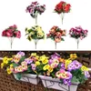 Decorative Flowers Home Plant Bunch Bouquet Pansy Fake Flower Ornaments 10 Heads 26cm Artificial Pvc Red/Orange/Purple Rose Red