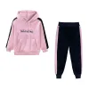 Broek Kids Baby Girls Winter Veet Outfits Todder lange mouw sweatshirts met capuchon+jogger broek tracksuit mode kinderkleding sets