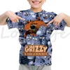 Kids Sunlight Grizzly Bear T-shirts Toddler Summer Summer à manches courtes Grizzy et The Lemming Print T-shirt Boys Girls Tee Tops