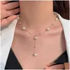 Pendanthalsband 925 Sier Star Pearl Necklace For Women Circar Sweater Chain Wear A MTI-Tie Autumn and Winter Not Fade 240315 Drop de Otazg