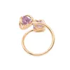 Unregelmäßiger Amethyst-Kristall offener Ring für Frauen Mädchen Klaue Goldfarbe Boho Naturstein Fingerschmuck