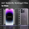360 ° Schmetterlingshydrogel -Film für iPhone 15 14 13 11 Pro Max X XS XR Full Cover Screen Protector für iPhone 12 Mini 14plus