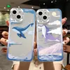 Fantasy Whale Clear Phone Case för iPhone 14 13 12 11 Pro Max SE2 8 7PLUS X XR XS Anime Colorful Whales Cloud Transparent Cover