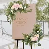 Decoratieve bloemen 2 -st bruiloft Arch Romantische kunstmatige bloemen swag groene bladeren bloem voor pure gordijnen stoel Arbor ceremonie