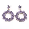 Dingle örhängen 2024 Fashion Crystal Rhinestones Flowers Big Circle Statement Women Vintage Jewelry