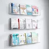 Wall Mount Acrylmagazinhalter Floating Bücherregal Organizer Ordner, hängende Literaturlagerstange Broschüre -Display Regale Regale