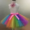 Girls Rainbow Tutu Skirt Infant Toddler Ballet Dance Underskirts with Hairbow Kids Birthday Christmas Party Costume Skirts